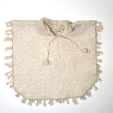 Vintage Natural Wool Fringe Poncho