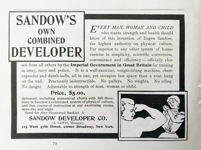 Eugen SANDOW DEVELOPER CO.Famous Strong Man Bodybuilder's Invention 1899Print Ad