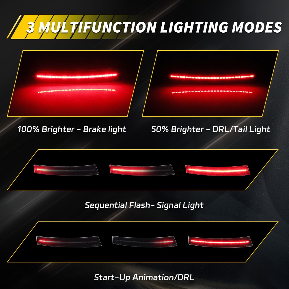 Smoke LED Tail Brake Bumper Reflector Light For 2016-2017 Honda Accord Coupe 2DR