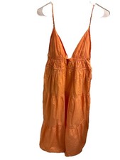 ASTR The Label Cassie V-Neck Spaghetti Strap Tiered Maxi Dress XS Orange