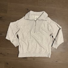 Aerie Sweatshirt Women's Small Gray Down To Earth Comfy Quarter Zip Terry
