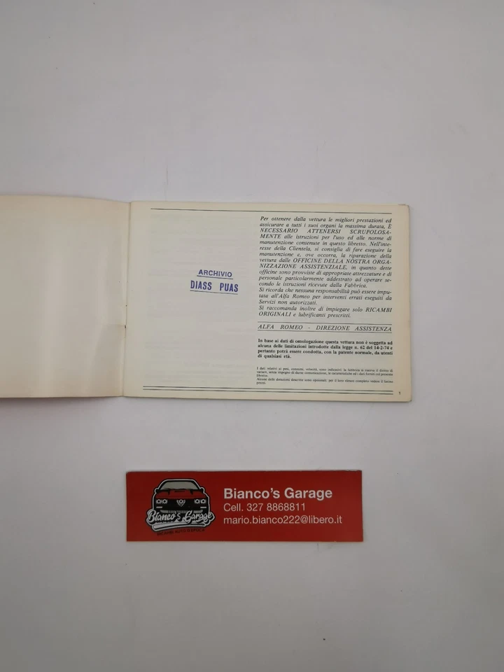Libretto uso e manutenzione Alfa Romeo Alfetta 1.8 - Immagine 3 di 4
