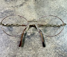 Safilo Emozioni Italy Round Eyeglass Frames Gold Chain Temple Vintage 55-17-140