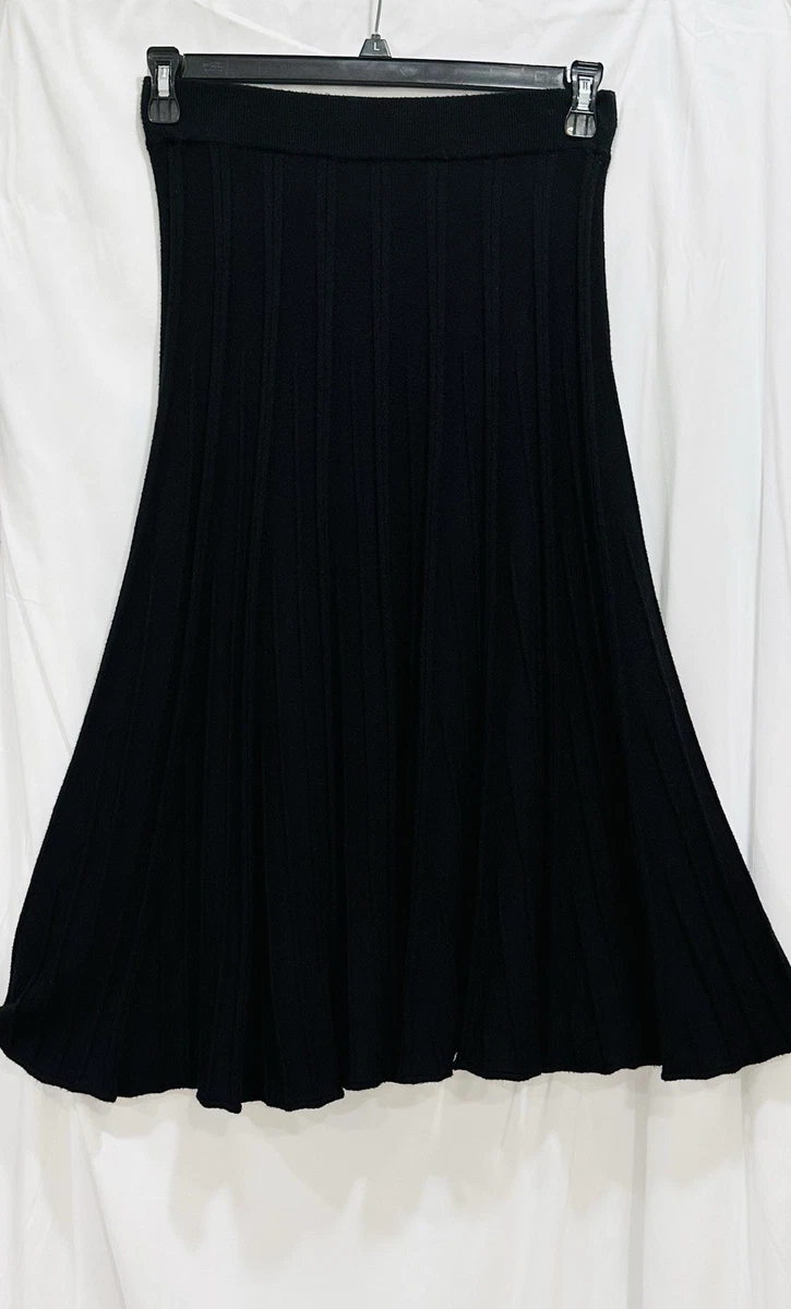 Jupe Plissée Noire Elie Tahari - Taille 2, Coton, Occasion Très Bon État, Style A-Line Élégant