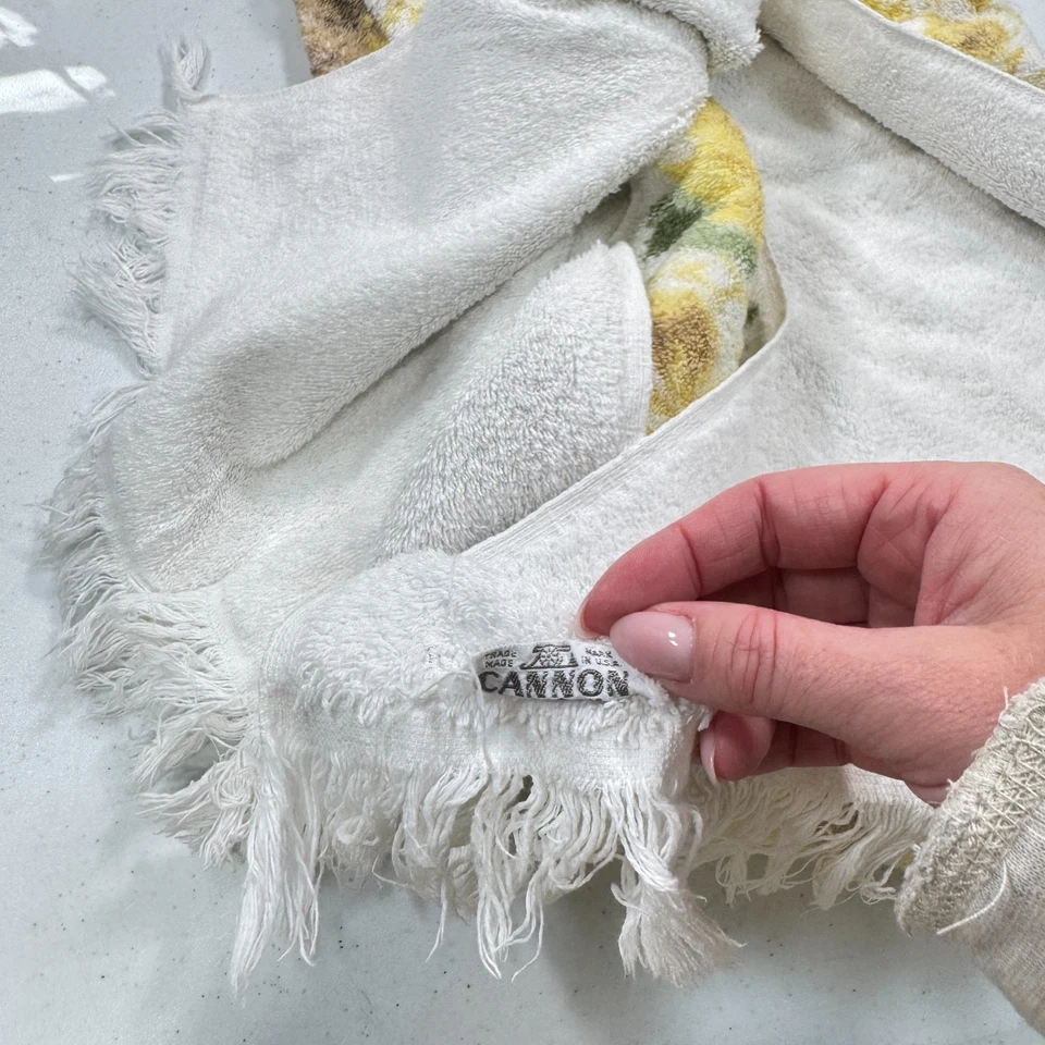 Toalla de baño vintage cañón amarillo margarita algodón rectángulo flores grandes mcm Foto 3 de 4