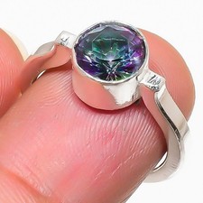 Mystic Topaz Gemstone Handmade 925 Sterling Silver All Size Ring For Gift