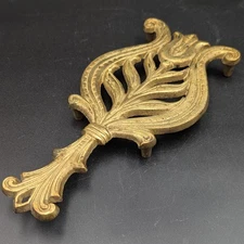 Wilton Solid Brass Flower Tulip Bouquet Handled Footed Trivet Wall Decor Vintage