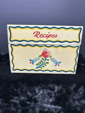 Vtg Ohio Art Co Tin Recipe Box Metal Toleware PA Dutch Heart Tulip With Recipes