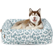 Nxwjoy Rectangle Dog Bed for Large Medium Small Dogs - Large, Leopard Blue