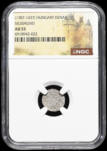 HUNGARY. Sigismund of Luxembourg, 1387-1437. Silver Denar, NGC AU53