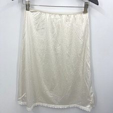 VTG Sears Slip Women Small Doesn't Slip Lace Hem Elastic Waist Cream Cottagecore