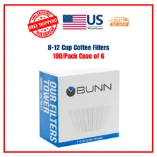 8-12 Cup BUNN Coffee Filters for Most Coffee Makers 6-Pack 100 Pcs per Pack
