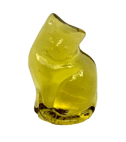 Blenko Glass Cat Figurine - Citrine