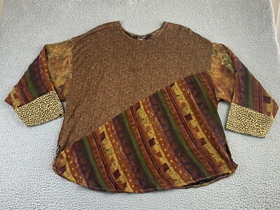 URU One Size Mixed Media Abstract Tunic Oversized Lagenlook Art Hand Dyed EXC