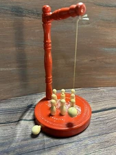 Vintage Mini Bowling Wood Desktop Tabletop Indoor Magnetic Reset  Bowling  10”