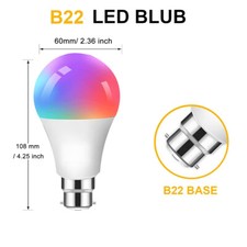 E27/B22 Tuya Smart LED Bulbs RGB Colour Dimmable Works with Alexa Google Home