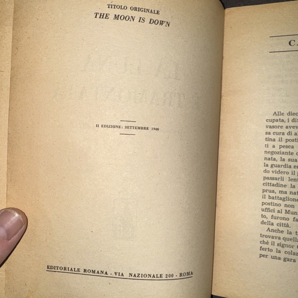 La Luna Tramontata , The Moon Is Down , Steinbeck, Italian Ed 1944 eBay