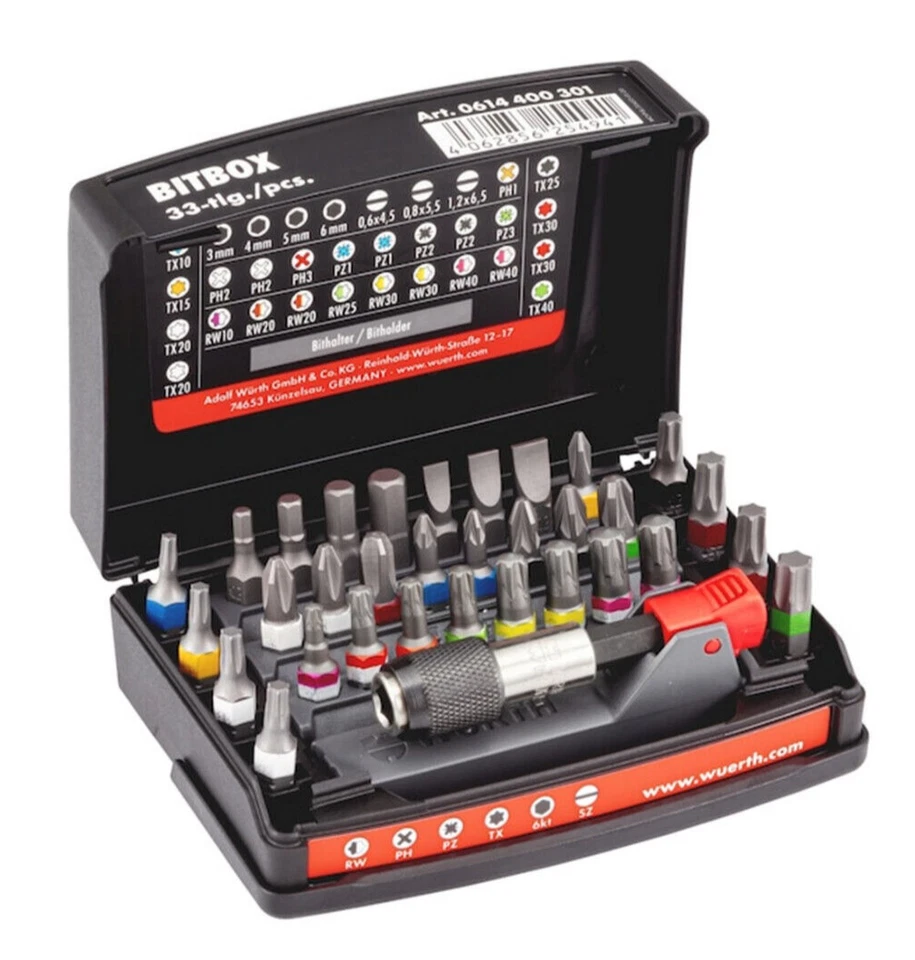 Würth Bitset 33tlg Bitsatz Bitbox Bitsortiment magnetischer Bithalter 0614400301 - Bild 2 von 3