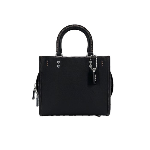 Coach Black Leather Satchel, Dual Top Handle Shoulder Bag L0693