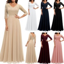 Women's Cocktail Party Half Sleeve Bridesmaid Ball Gown Lace Evening Dresses