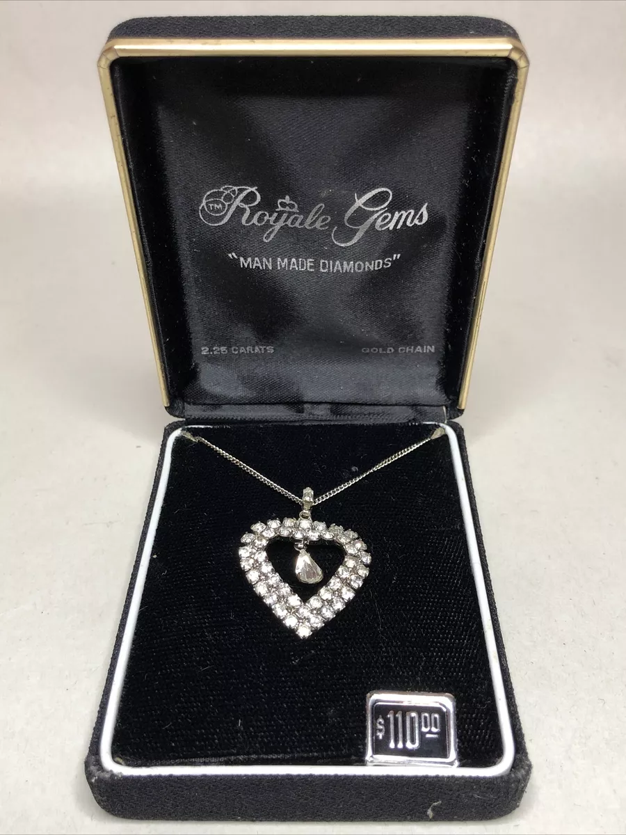 Royale Gems Diamonds 2.25 Carat Man Made Heart Necklace Silver Chain Pendant F7