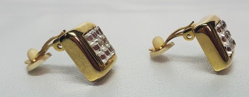 Französische Vintage quadratische Strass Aufsteck Ohrringe (J-13) - Bild 6 von 16
