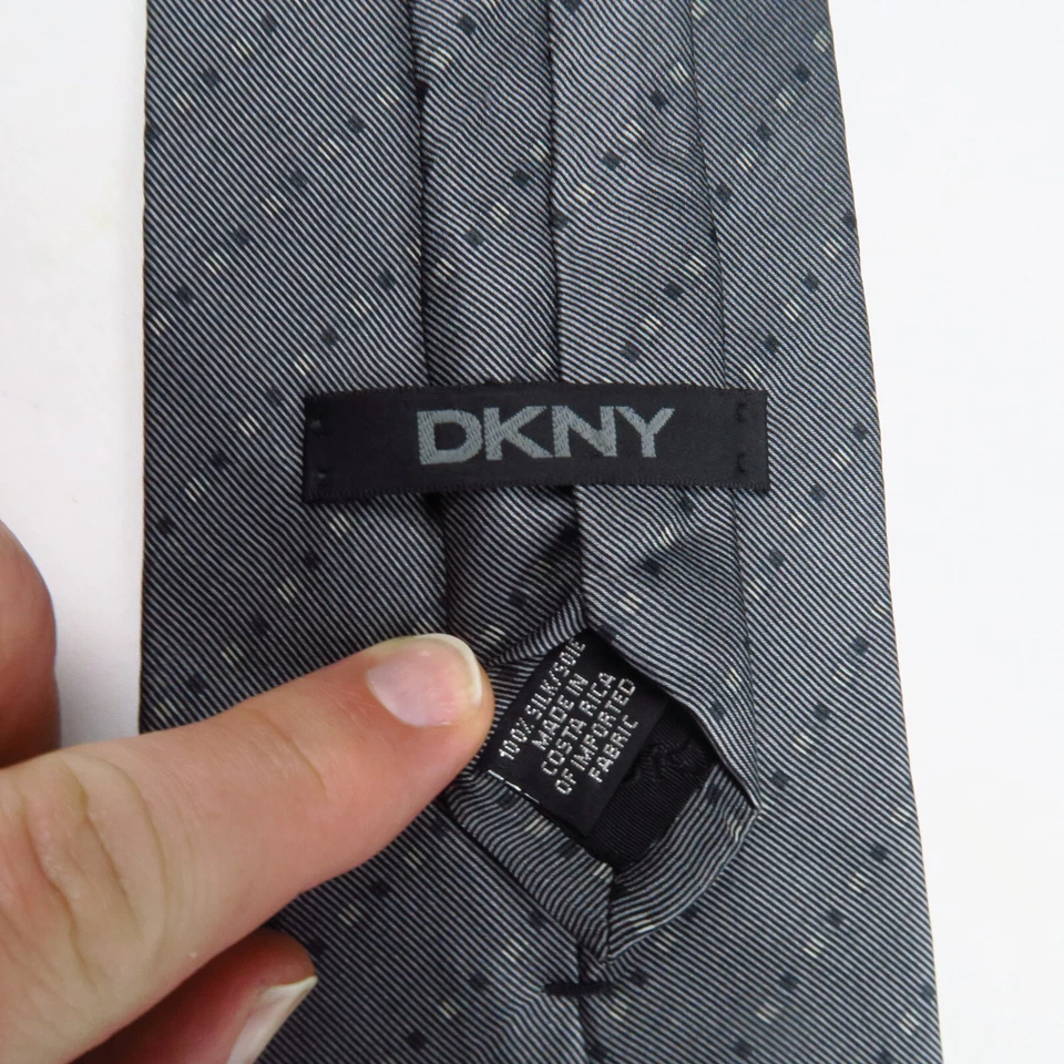 Галстук мужской Donna Karan DKNY серый синий с геометрическими полосками 56x3,75 современный класс - Изображение 3 из 4