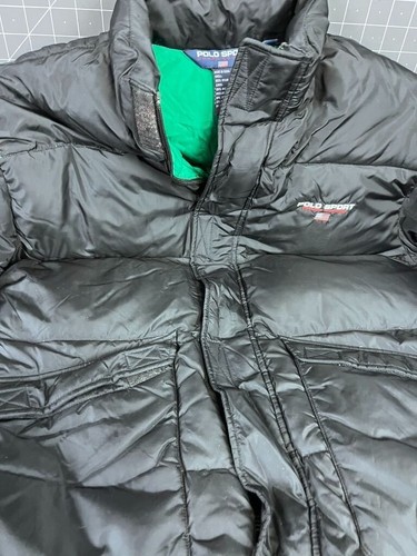 Polo Sport Ralph Lauren Men's XL Black/Green Down Puffer Jacket Parka Vintage ~~ - Picture 3 of 13