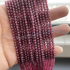 Genuine Natural Garnet 4mm Purple Red Gemstone Round Bead For Jewelry Making 15"