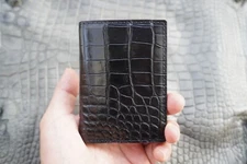 Black Genuine Crocodile Men Wallet Minimalist Leather ID Credit Card Holder #H17