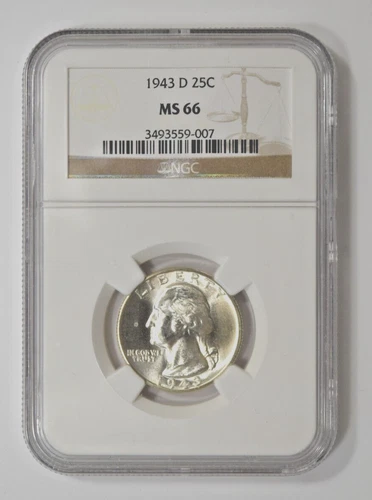 1943d Silver Washington Quarter MS66 NGC