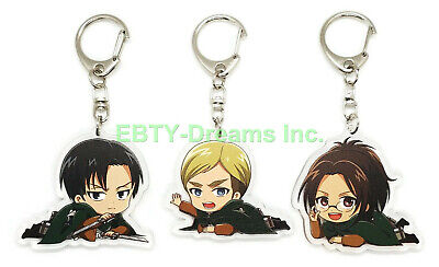 Set Of 3 Attack On Titan Anime Acrylic Keychain Levi Ackerman Hange Erwin Smith Ebay