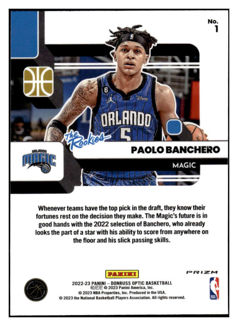 その他 NBA panini Paolo Banchero RC Optic prizm PAOLO BANCHERO RC 2022-23 Donruss Optic The ROOKIES Holo #1 Magic