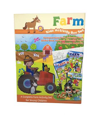 Farm Children's Activity Box Set Story Book, colouring book, poster, Model kit
