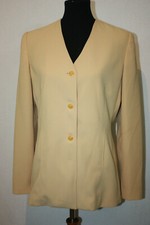 Vtg Halston Goldenrod Polyester Knit V-Neck Blazer Size 8 Fully Lined w/ Pockets
