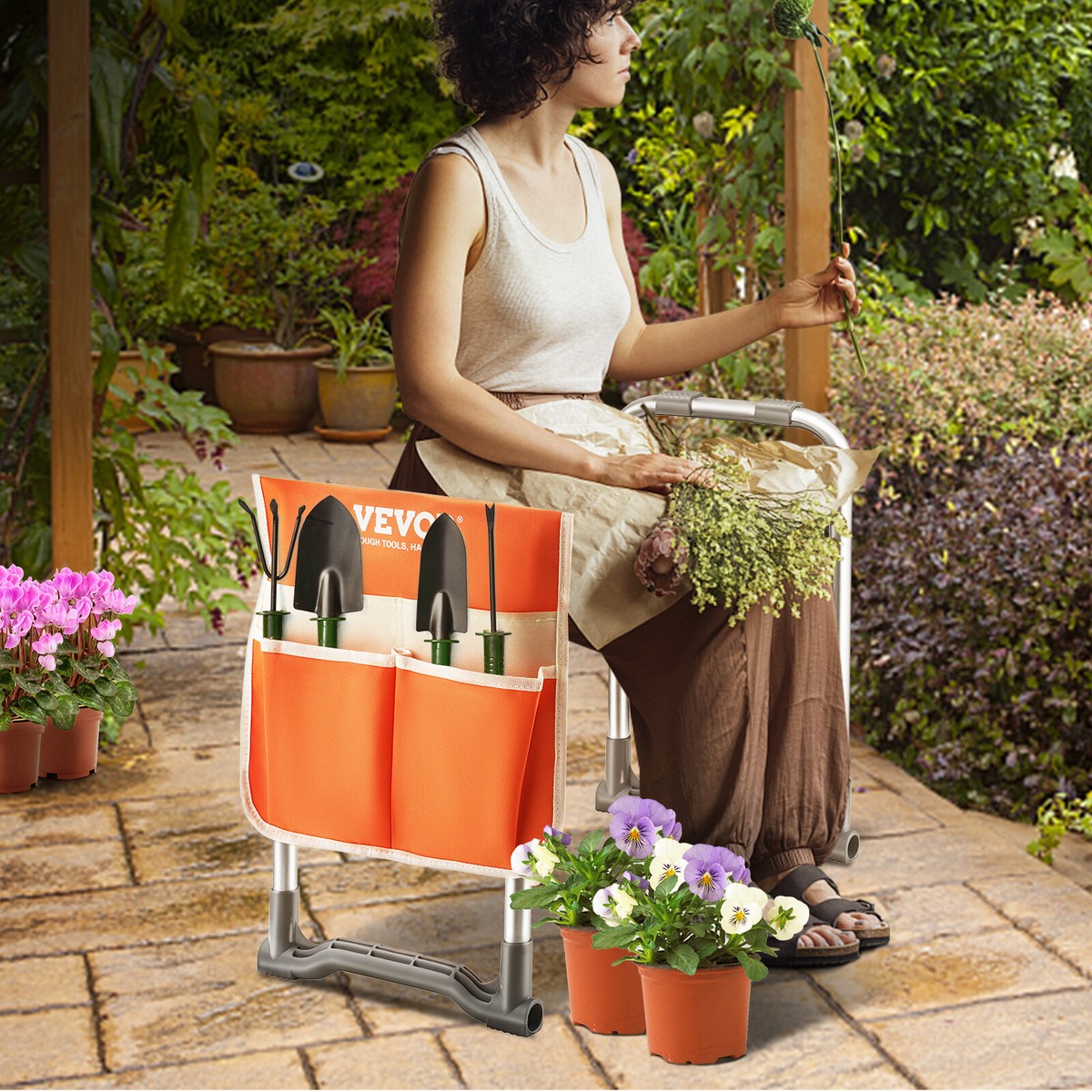 Tabouret De Jardin Pliable - Siège & Genouillère, Réglable, Portable, Pour Jardinage/Bricolage