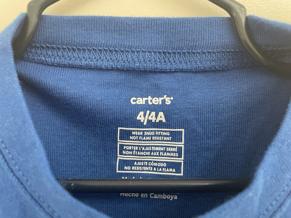 Top PJ Carter's Niños No Cansado Dinosaurio Gráfico 100% Algodón Manga Larga Azul Foto 2 de 4