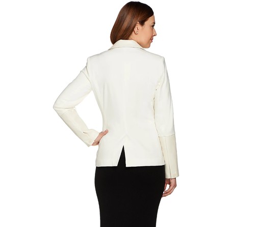 G.I.L.I. Chaqueta Blazer Talla 8 Crema Vainilla Imitación Cuero Ribete - Imagen 4 de 4