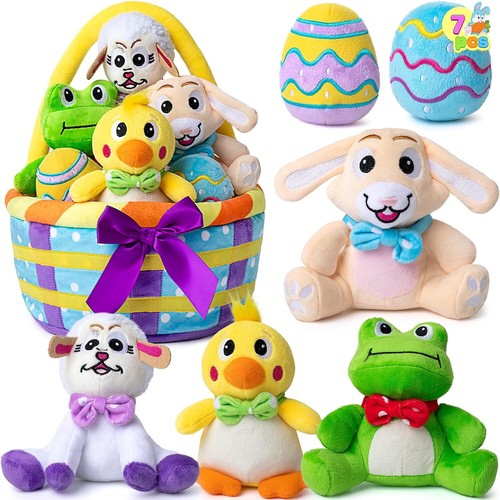 Easter Egg Basket Stuffed Plush Playset for Baby Kids Easter Theme Party Favor