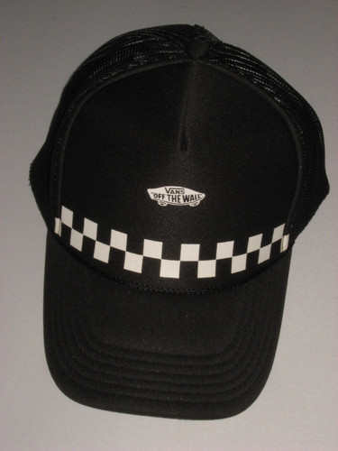 Vintage Otto Vans "Off the Wall" Skater Trucker Mesh Snap Back Hat Cap Checker