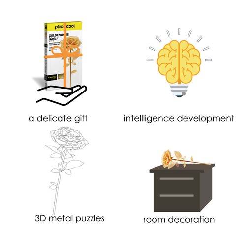 Piececool 3d Puzzles Gold Rose Metal Puzzle Model kits Perfect Holiday Gifts - Picture 10 of 11