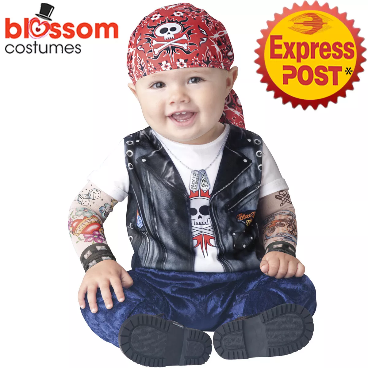 CK1421 Born To Be Wild Biker Gangster Rocker Punk Baby Infant Toddler Costume
