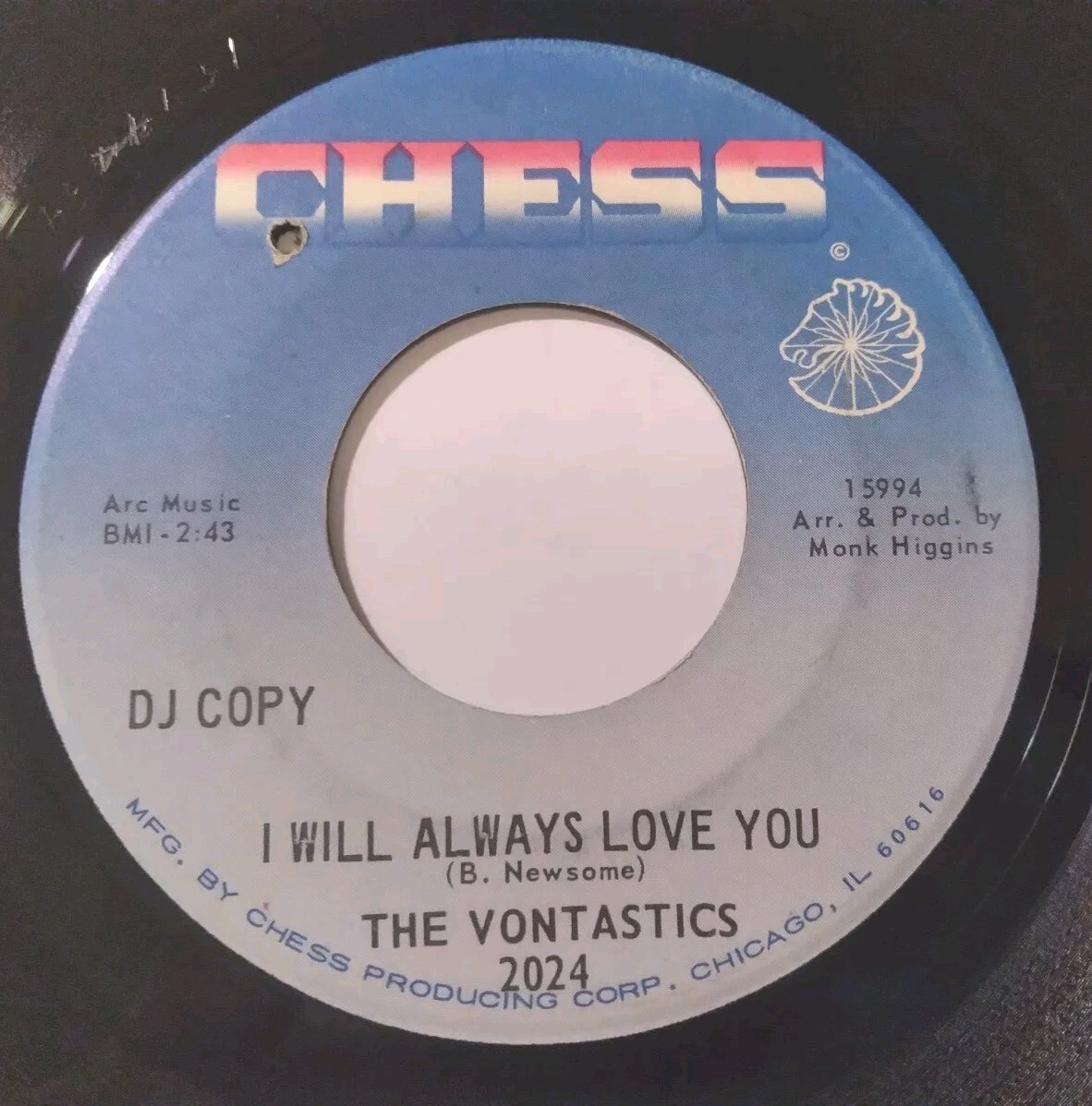 米7” Vontastics Ill Always Love You / Why Must We Part 2024 CHESS /00080 THE VONTASTICS: I Will Always Love You 45 Chess northern