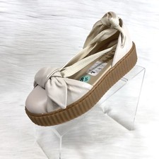 Fenty Puma X Rihanna Bow Creeper Sandals Beige Leather Size 8.5 New