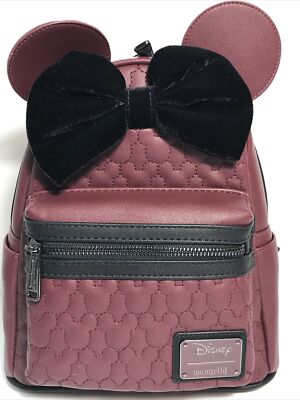 Disney Loungefly Minnie Mouse Quilted Velvet Bow Mini  display picture 2