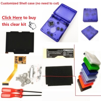 10 levels Backlight Backlit V2 iPS LCD and Customized Clear Case For GBA SP