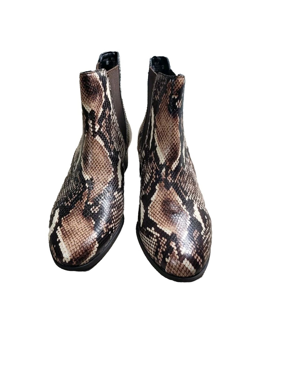 Alex Marie Ankle Boots Women's Size M Brown Python Print Leather