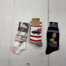K. Bell Novelty Socks Womens One Size Multicolor Golf Hearts Summer 5 Pairs Lot
