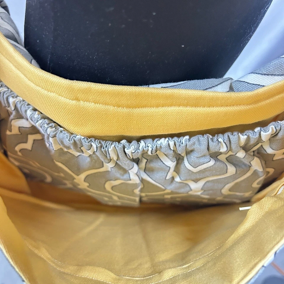 Bolso de hombro o pañales hecho a mano gris tapiz enrejado marroquí amarillo Foto 2 de 4