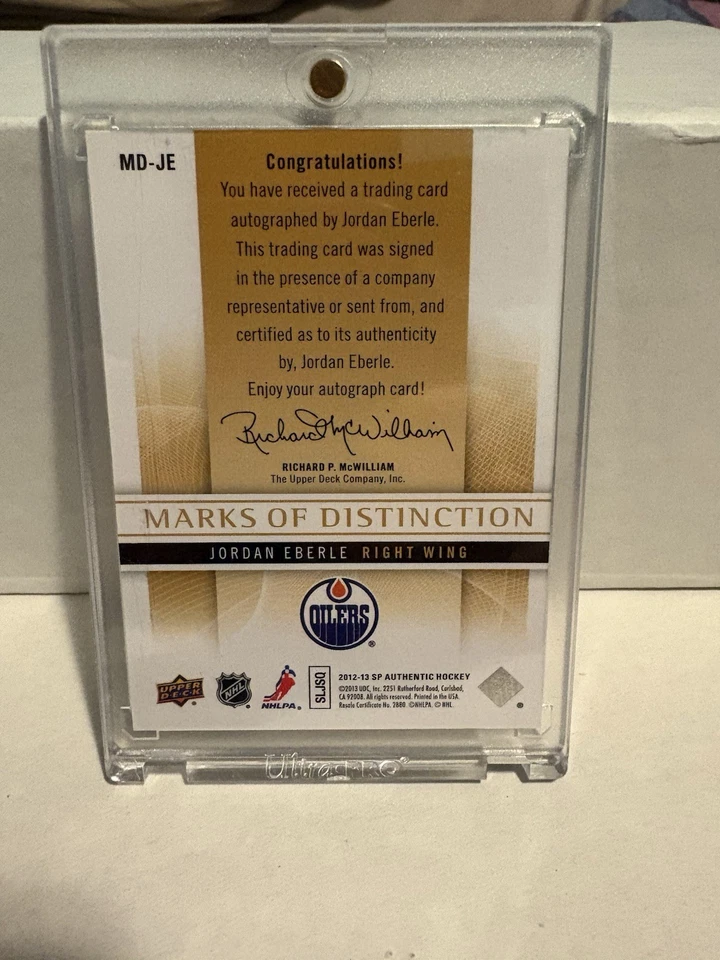 2012-13 SP Authentic Jordan Eberle Marks Of Distinction Auto 10/25 - Image 2 of 2
